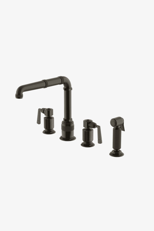 Waterworks RWKM50 R.W. Atlas Two Handle High Profile Kitchen Faucet with Metal Side Mount Lever Handles and Spray