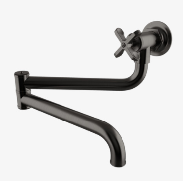 Waterworks HNPF01 Henry Wall Mounted Articulated Pot Filler, Metal Cross Handle