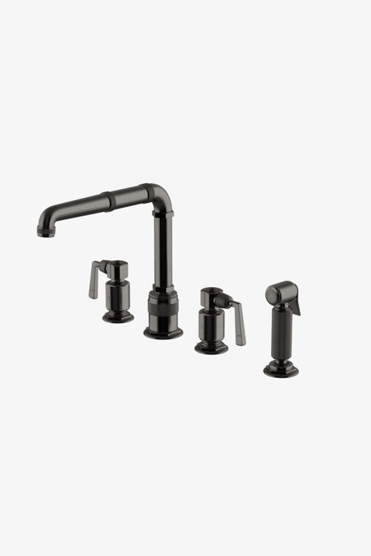 Waterworks RWKM50 R.W. Atlas Two Handle High Profile Kitchen Faucet with Metal Side Mount Lever Handles and Spray