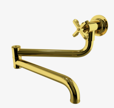 Waterworks HNPF01 Henry Wall Mounted Articulated Pot Filler, Metal Cross Handle