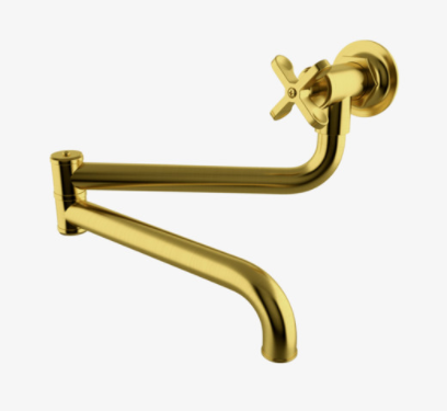 Waterworks HNPF01 Henry Wall Mounted Articulated Pot Filler, Metal Cross Handle