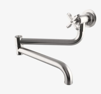 Waterworks HNPF01 Henry Wall Mounted Articulated Pot Filler, Metal Cross Handle