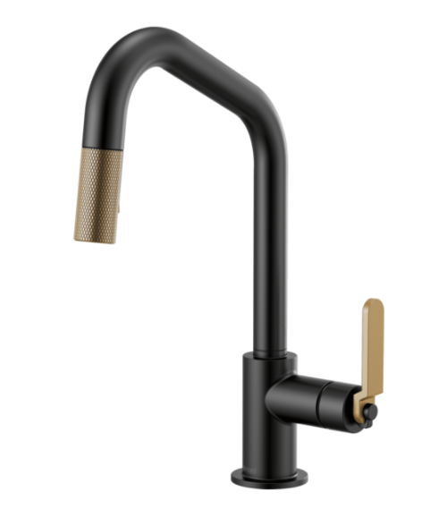 Brizo 63064LF Litze Pull-Down Kitchen Faucet with Angled Spout and Industrial Handle