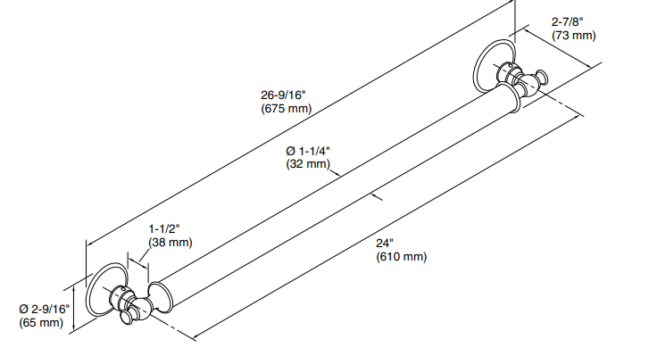 Clearance: Kohler K11873-AF Traditional 24" Grab Bar