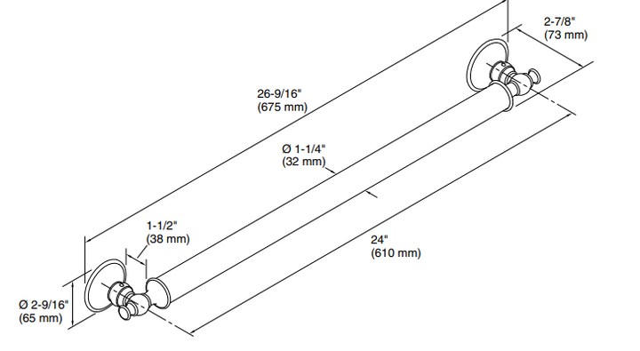 Clearance: Kohler K11873-AF Traditional 24" Grab Bar