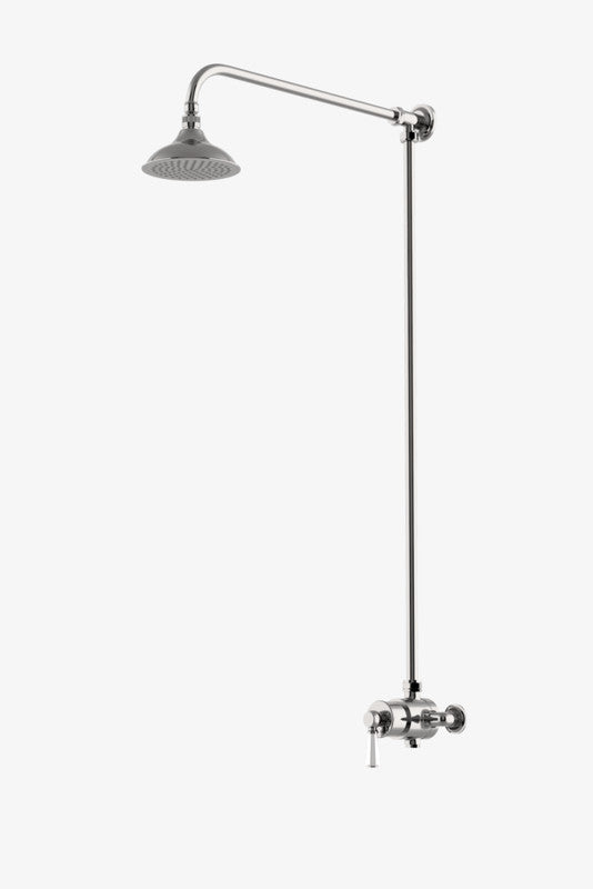 Waterworks HGXS70 Highgate Exposed Thermostatic System with 6" Shower Rose and White Porcelain Lever Handle
