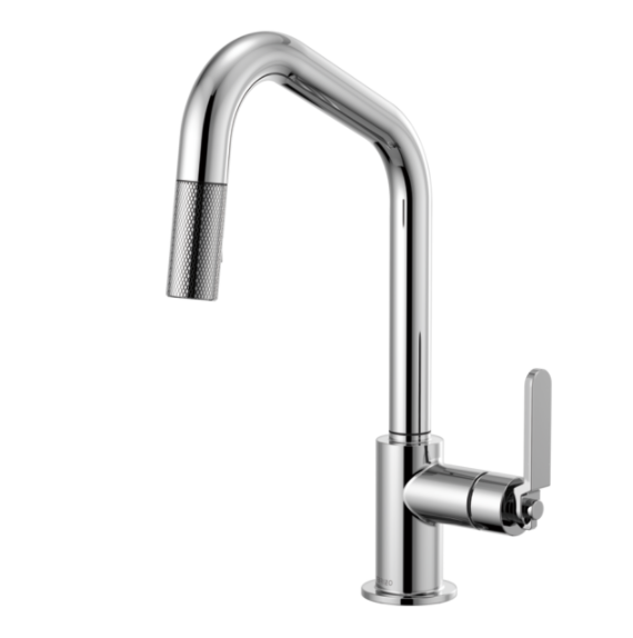 Brizo 63064LF Litze Pull-Down Kitchen Faucet with Angled Spout and Industrial Handle