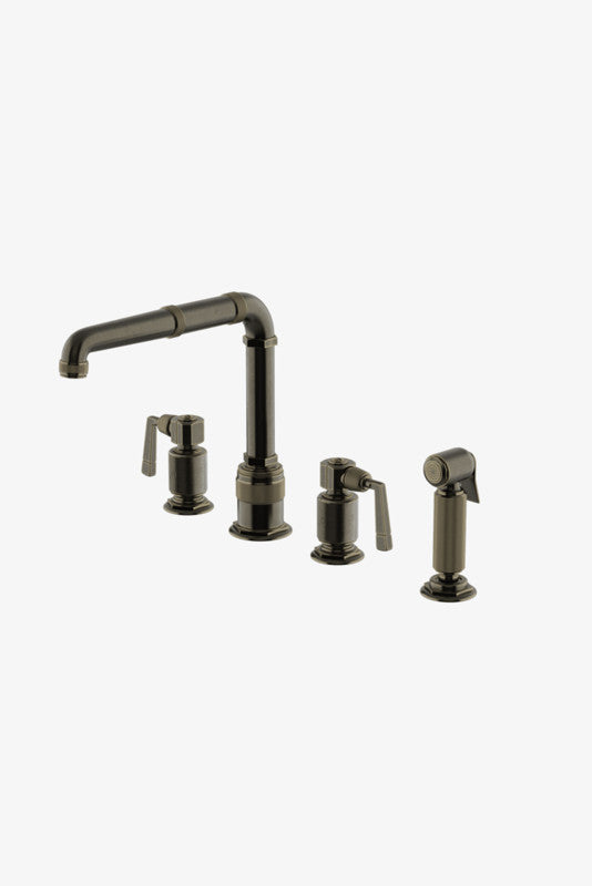 Waterworks RWKM50 R.W. Atlas Two Handle High Profile Kitchen Faucet with Metal Side Mount Lever Handles and Spray