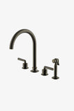 Waterworks HNKM30 Henry Three Hole Gooseneck Kitchen Faucet, Metal Lever Handles and Spray